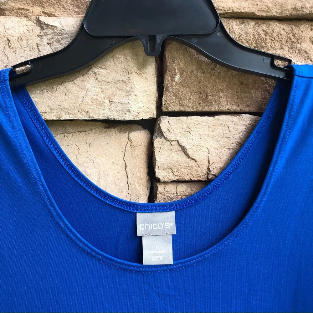 Chico’s blue stretch tank top Like New Medium - Picture 3 of 7